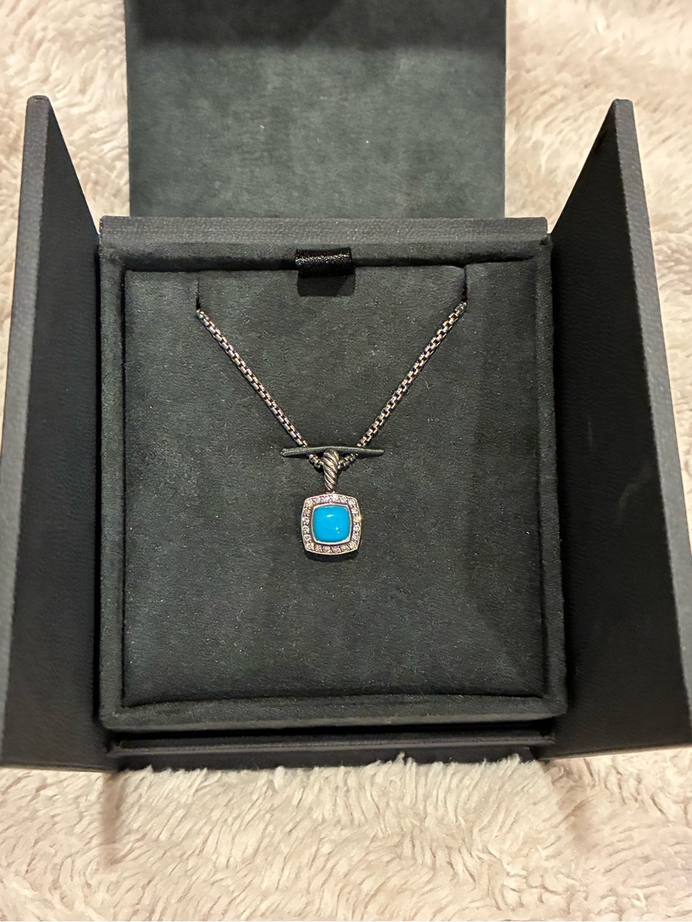 DAVID YURMAN PETITE ALBION PENDANT NECKLACE WITH TURQUOISE AND DIAMONDS